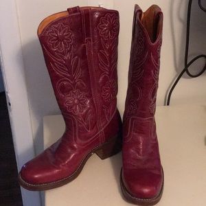 Dark Red Leather Frye Boots (9)